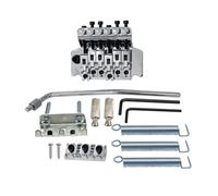 6 String Double Roll Tailpiece Saddle Tremolo Bridge System for Electric Guitar Replacement(Chrome)