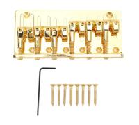 6 String Electric Bass Bridge Replacement, Vintage Zinc Alloy Fixed Bridge with Thick Back Design, Heavy Duty Adjustable Saddles for Practice and Performance (Gold)