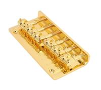 6 String Electric Bass Bridge, Zinc Alloy Fixed Type Hardtail Tailpiece Bridge Saddle Electric Bass Replacement for Practice (Gold