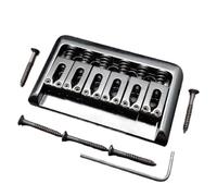 6-String Electric Guitar String Through Body Bridge 6-String Fixed Bridge 76.5x44.5MM Hard Tail Parts Black/Chrome(Schwarz)