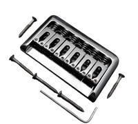 6 String Electric Guitar Through the String Fixed Bridge 76.5x44.5mm Hardtail Accessory Black Chrome Generic Acoustic Guitar Bridge(Black)
