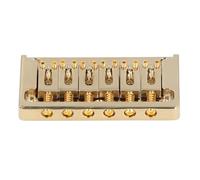 6 String Electric Non Tremolo Guitar Bridge Kit, Brass 2-1/16 Inch Fixed Hardtail Guitar Bridge with 5Pcs Screws and Wrench (Gold