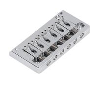 6 String Electric Non Tremolo Guitar Bridge Kit, Brass 2-1/16 Inch Fixed Hardtail Guitar Bridge with 5Pcs Screws and Wrench (Chrome