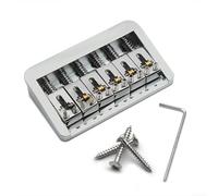 6 String Fixed Guitar Bridge 74x45mm Zinc Alloy with Roller Saddles for Stable Tuning, Improved Playability, and Richer Tone (silver)