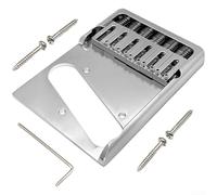 6 String Guitar Bridge Brass Material Asymmetrical Layout Adjustable Saddles for Precise Setup of Action Height and Scale Length Compensation (Silver)