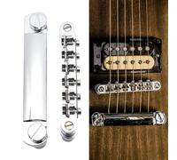6 string guitar bridge Set, Tune-O-Matic Bridge and Stop Bar Tailpiece with Anchors and Studs for Epiphone Les Paul LP SG Style Electric Guitar (Chrome)