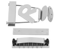 6 String Guitar Tailpiece Bridge Set,Stainless Steel Electroplating Trapeze Tailpiece Roller Bridge with Hex Wrench for Easy Installation