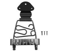 6 String Guitar Trapeze Tailpiece, Metal Height Adjustable Guitar Bridge Replacement - Rust, Durable Design, Fits Archtop Jazz Guitars and Bass (Black)