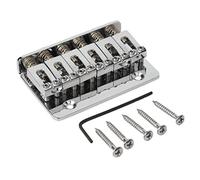 6 String Metal Fixed Hardtail Saddle Bridge Top Load Guitar Tailpiece For Electric Guitar Accessory Guitar Bridge Assembly(Silver)