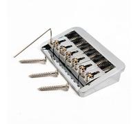 6 String Roller Saddle Guitar Bridge for Tele and Most Electric Guitars, Adjustable Fixed Hardtail Bridge Replacement with Roller Saddles, Reduces String Friction (Chrome)