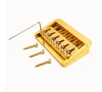 6 String Roller Saddle Guitar Bridge for Tele and Most Electric Guitars, Adjustable Fixed Hardtail Bridge Replacement with Roller Saddles, Reduces String Friction (Gold)