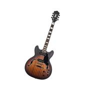 6 String Semi Hollow Body Electric Guitar Vintage Sunburst Matte Finish Maple Top Beginner Electric Guitar