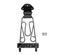 6 String Trapeze Tailpiece, Silver Open Frame Height Adjustment Bridge Tailpiece with Screws, for Archtop Jazz Guitar and Bass Replacement (Black)
