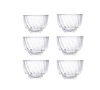 6 Stück gerippte Sake-Teetassen, hitzebeständige Glas-Teetasse, Mini-Espressotassen, Kung Fu-Tee-Set, kleine chinesische Teetasse, ohne Griffe, handgefertigte japanische Kalt-Sake-Sushi-Wein-Teetasse