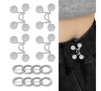6 Stück Wiederverwendbare Taillenspanner-Clips, Metallknöpfe Ohne Nähen Für Weite Jeans, Röcke Und Kleider, Waist Clip, Verstellbare Korsettstifte Für Sicheren Sitz, Silber