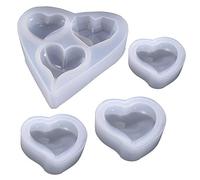 6 Style Deep Heart Shape Epoxy Mold Over 1" Size Silicone Mold Resin Love Heart Shape Beads for DIY Handmade Keychain Pendant -C