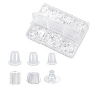 6 Styles Silicone Earring Backs, Earring Backings Clutch Stoppers Replacement Kits Hypoallergenic Plastic Clear Soft Stoppers Studs Safety Backs with Storage Box for Women's DIY Jewelry Supplies