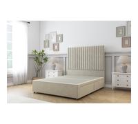 (6' Super King, Cream) Sloomy Manhattan Plush Divan Bed Base No Drawers With 26" Strutted Headboard