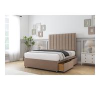 (6' Super King, Mink) Comfort Tokyo Cream Plush Divan Bed Base 2 Drawers Same Side With 26" Strutted Headboard 2'6 Small Single