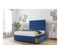 Comfort Beds Denver Plush Divan Base 2 Drawers - 26" Headboard in Navy | Size: Super King Comfort Beds Navy Super King