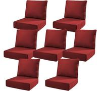 6" Thick Deep Seat Patio Cushions Set with Removable Covers, Waterproof, Fade-Resistant, Resilient & Comfortable for Chair, Loveseat, Sofa(Red,7 Set-22 W)