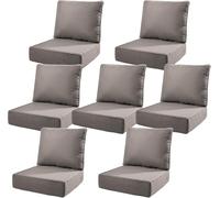 6" Thick Deep Seat Patio Cushions Set with Removable Covers, Waterproof, Fade-Resistant, Resilient & Comfortable for Chair, Loveseat, Sofa(Grey,7 Set-22 W)