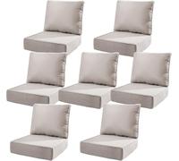 6" Thick Deep Seat Patio Cushions Set with Removable Covers, Waterproof, Fade-Resistant, Resilient & Comfortable for Chair, Loveseat, Sofa(Beige,7 Set-22 W)
