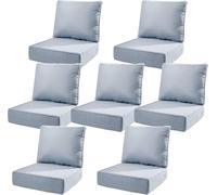 6" Thick Deep Seat Patio Cushions Set with Removable Covers, Waterproof, Fade-Resistant, Resilient & Comfortable for Chair, Loveseat, Sofa(A blue,7 Set-22 W)