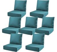 6" Thick Deep Seat Patio Cushions Set with Removable Covers, Waterproof, Fade-Resistant, Resilient & Comfortable for Chair, Loveseat, Sofa(Green,7 Set-24 W)