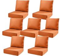 6" Thick Deep Seat Patio Cushions Set with Removable Covers, Waterproof, Fade-Resistant, Resilient & Comfortable for Chair, Loveseat, Sofa(Orange,7 Set-24 W)
