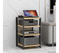 6-Tier AdjustabAV Stand, Wooden Rack for Record Player, Ste Shelf, Hifi StCabinet, Black