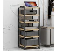 6 Tier Adjustable Height Home Theatre HiFi Amplifier Rack - Corner Audio Tower Media Stand for Audio/Video Components Storage Shelf Perfect for Entertainment Systems