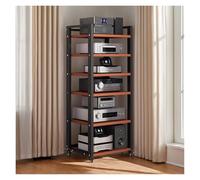 6-Tier Adjustable HiFi Rack - AV Media Storage Stand for Record Player, Turntable, DVD, CD, Speaker & Amplifier - Corner TV Console for Living Room & Home Theater