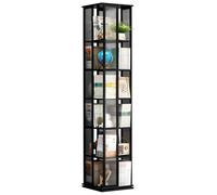 6-Tier Bamboo Rotating Bookshelf - Narrow 360° Bookcase for Small Spaces - Stylish Storage Unit for Bedroom, Living Room & Study - Eco-Friendly Brown Finish