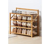 6-Tier Bamboo Shoe Rack - Foldable No Installation Needed Free-Standing for 20-30 Pairs Sturdy Wooden Shelf for Closet & Entryway Storage (70x24x60cm)