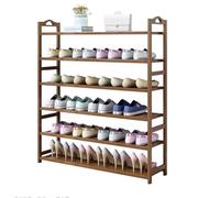 6-Tier Bamboo Shoe Rack - Free Standing for Entryway Hallway Bathroom Living Room - Stylish Space-Saving Storage 90x23x106cm Brown Finish