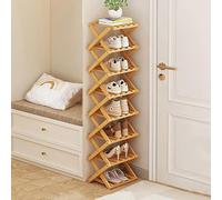 6-Tier Bamboo Shoe Rack - Space-Saving Vertical nizer Foldable Free-Standing Storage for Small Spaces Stylish Brown Finish Durable Wood Design