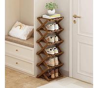 6-Tier Bamboo Shoe Rack - Space-Saving Vertical nizer Foldable Free-Standing Storage for Small Spaces Stylish Brown Finish Perfect for Entryway & Closet
