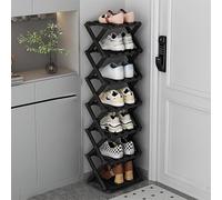 6-Tier Bamboo Shoe Rack - Vertical Space-Saving nizer Foldable Free-Standing Storage for Small Spaces Stylish Brown Finish (Black 7-Tier Option)