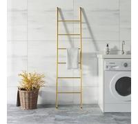 6-Tier Blanket Ladder 68 Inch Wall-Leaning Towel Rack for Living Room and Bedroom, Easy Assembly - Gold