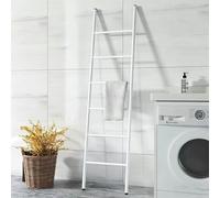 6-Tier Blanket Ladder 68 Inch Wall-Leaning Towel Rack for Living Room and Bedroom, Easy Assembly - White
