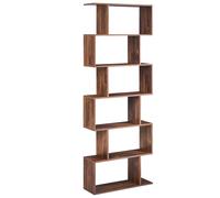 Beliani 6 Tier Bookcase Valdosa 191 Cm Dark Brown