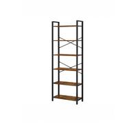 6-Tier Bookshelf, Freestanding Bookcase for Home Office, Living Room, Rustic Brown+black / 30 x 66 x 186 cm