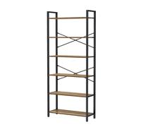6-Tier Bookshelf, Freestanding Bookcase for Home Office, Living Room, Walnut + Black / 30 x 80 x 186 cm
