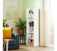 6-Tier Bookshelf, Freestanding Bookcase with Adjustable Shelves, White