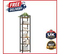 6-Tier Bookshelf Industrial Rustic Brown Ink Black Shelving Unit 30x40x187.5cm
