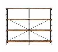 6-Tier Bookshelf Rustic Brown and Black 30 x 120 x 172.5 cm, Rustic Brown + Ink Black / 109.4H cm