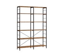 6-Tier Bookshelf Rustic Brown and Black, Rustic Brown + Ink Black / 170H cm