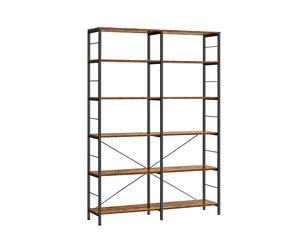 6-Tier Bookshelf Rustic Brown and Black, Rustic Brown + Ink Black / 170H cm