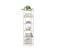 6-Tier Bookshelf ，Shelving Unit, Camel Brown + Cloud White